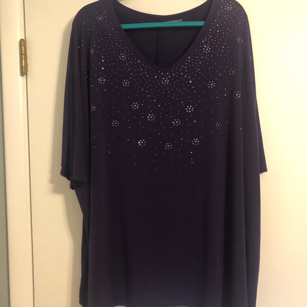 Purple Catherines 4X blouse with rhinestones